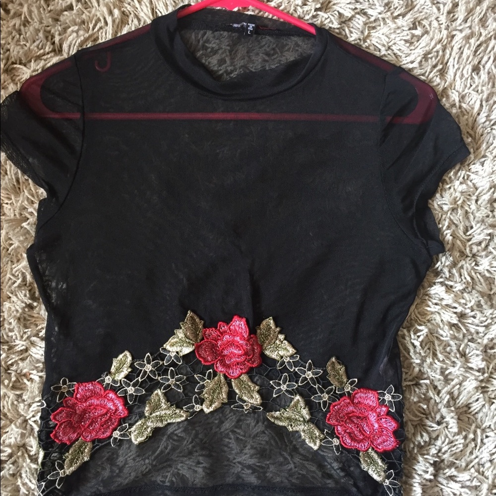 Mesh Black Crop Top Size L